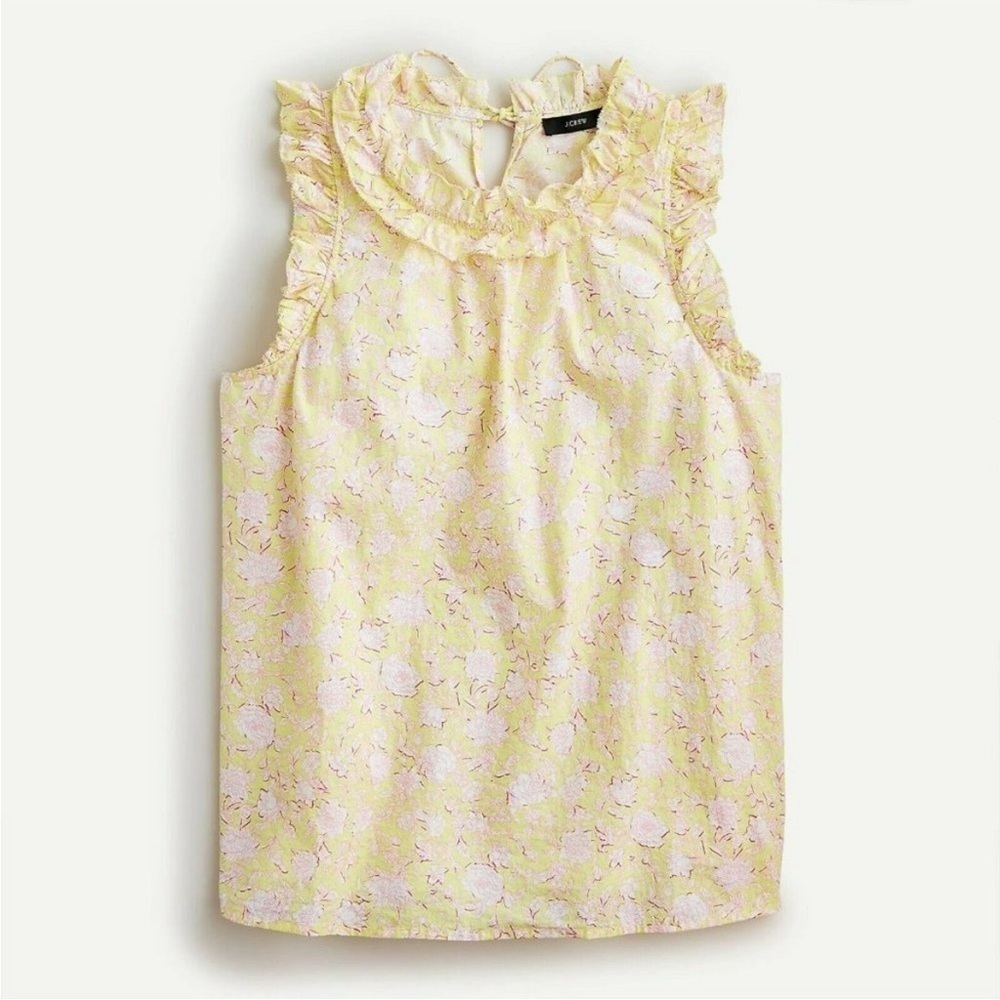 J.Crew Ruffle-trim top in rose vines Sz M - Picture 3 of 9